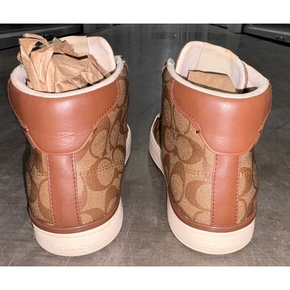 Coach | Clip | HighTop | Sneakers | Khaki/Saddle | Signature Leather/Canvas |10D main image 6